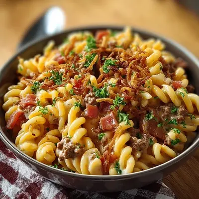 Hearty Loaded Turkey Ham Cheeseburger Pasta