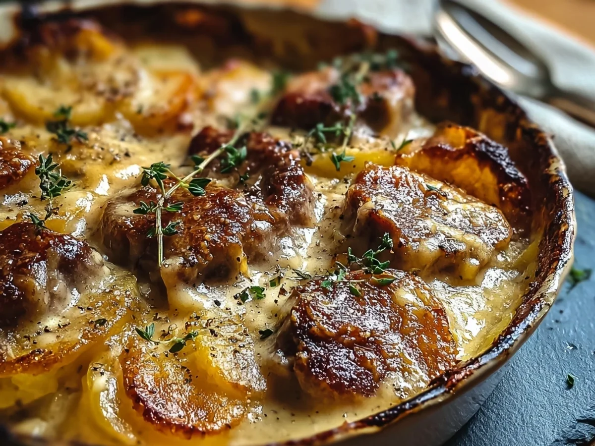 Hearty Smothered Lamb Chop & Scalloped Potato Casserole - Featured Image