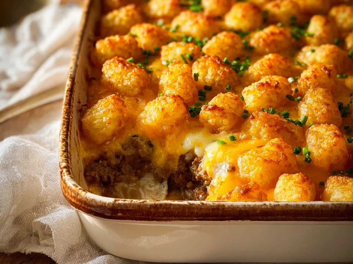 Hearty Tater Tot Casserole with Ground Beef - Featured Image