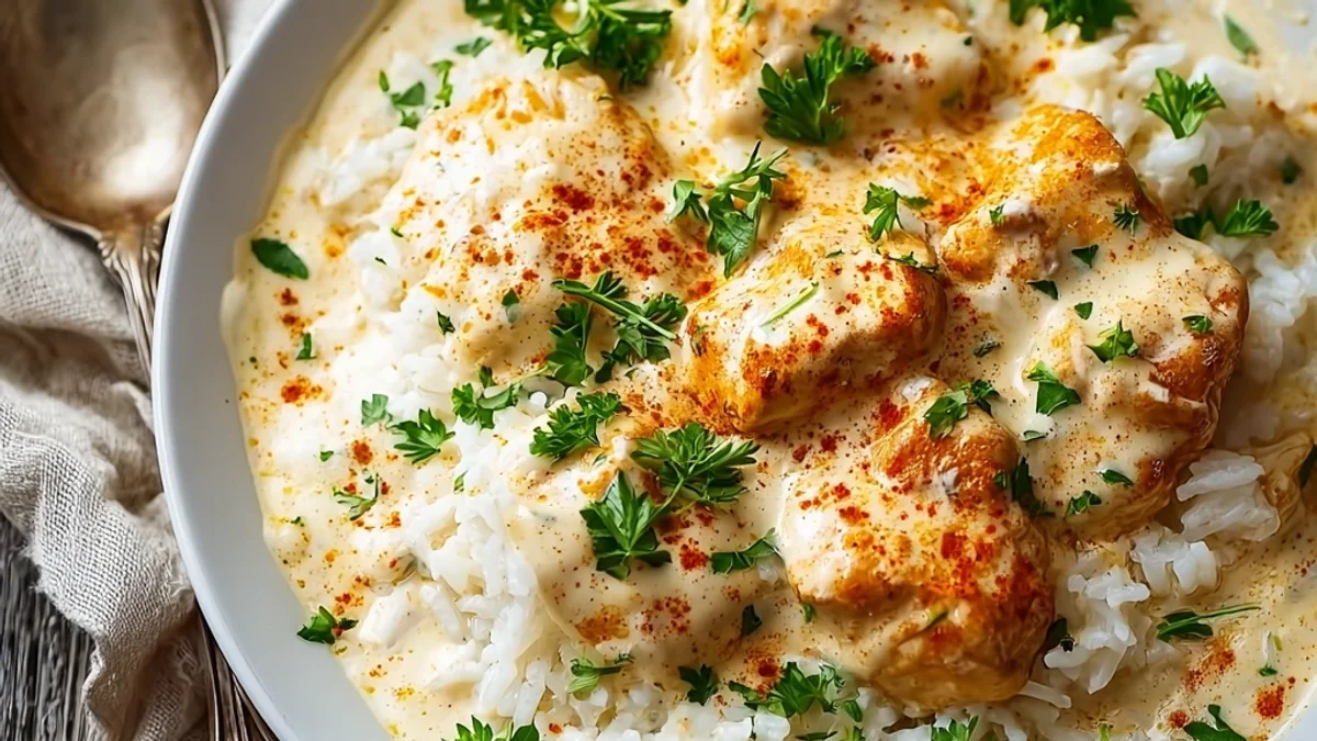 Homestyle Creamy Smothered Chicken and Rice