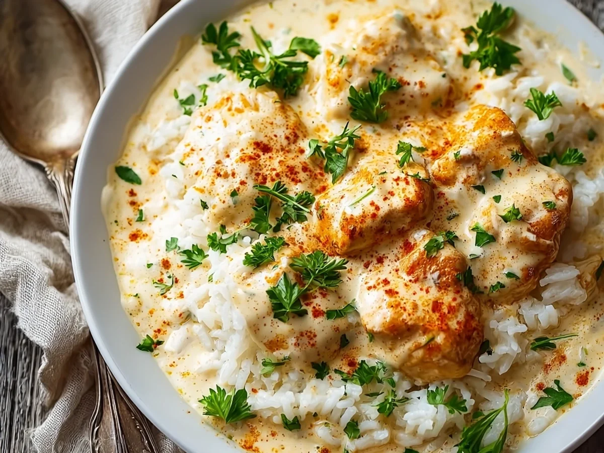 Homestyle Creamy Smothered Chicken and Rice - Featured Image