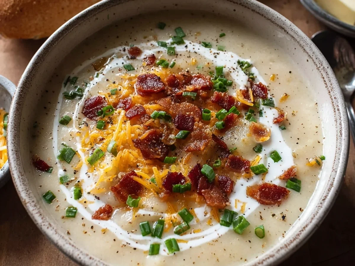 Homestyle Crockpot Loaded Baked Potato Soup - Featured Image