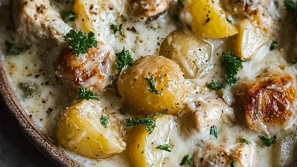 Homestyle Garlic Parmesan Crockpot Chicken & Potatoes