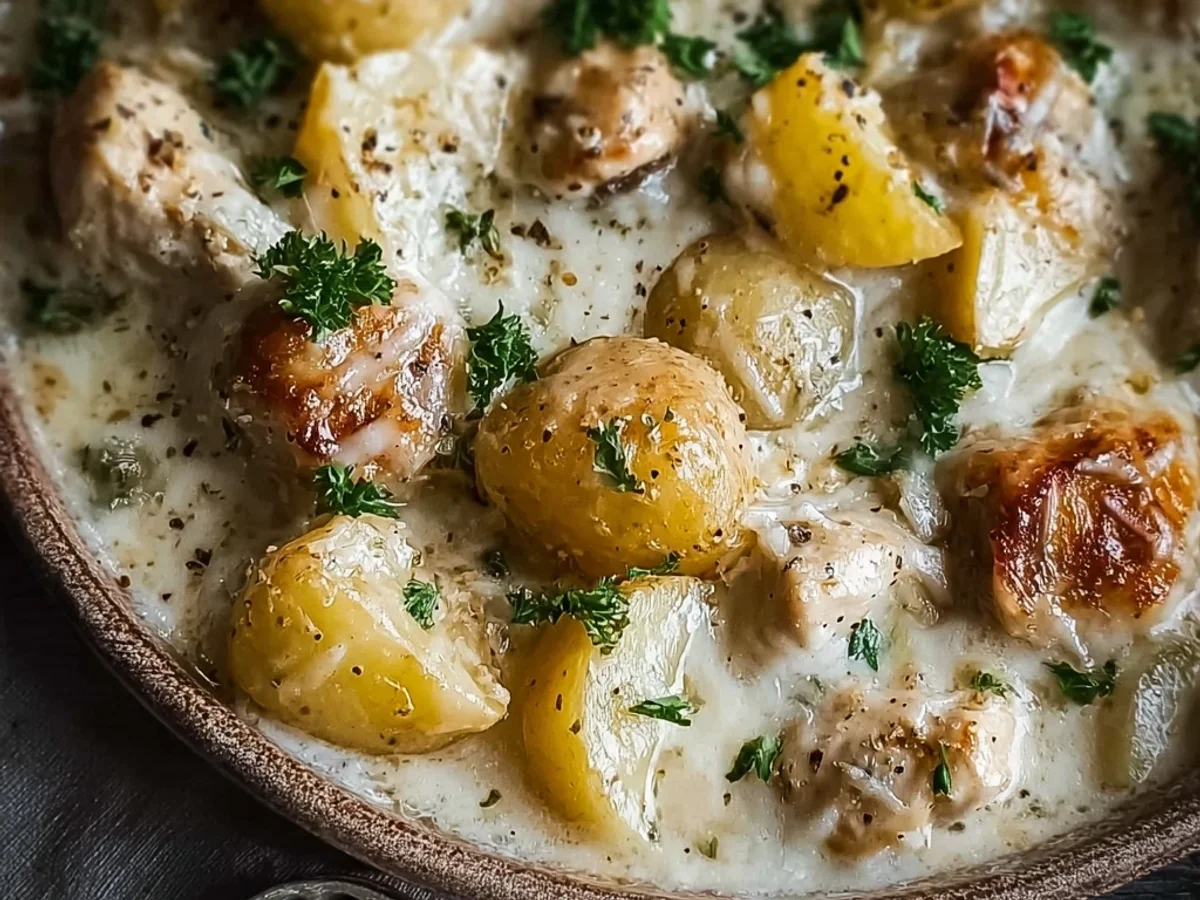 Homestyle Garlic Parmesan Crockpot Chicken & Potatoes - Featured Image