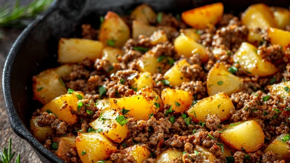 Homestyle Ground Beef and Potatoes Skillet