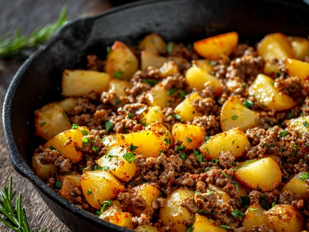Homestyle Ground Beef and Potatoes Skillet - Featured Image
