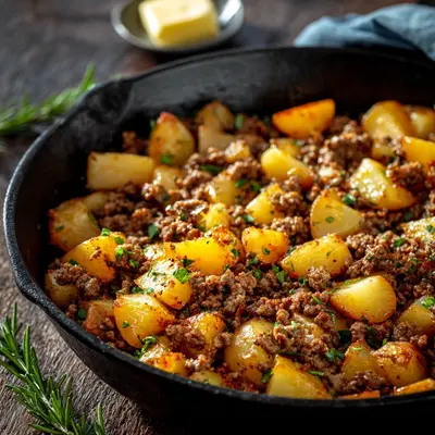 Homestyle Ground Beef and Potatoes Skillet