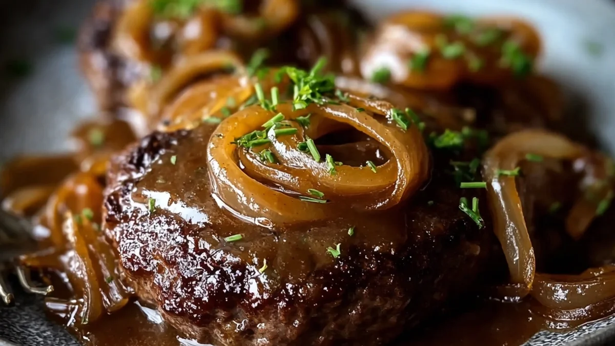 Homestyle Hamburger Steak with Onions & Gravy