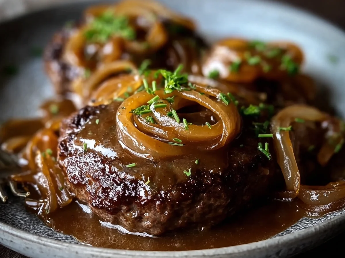 Homestyle Hamburger Steak with Onions & Gravy - Featured Image