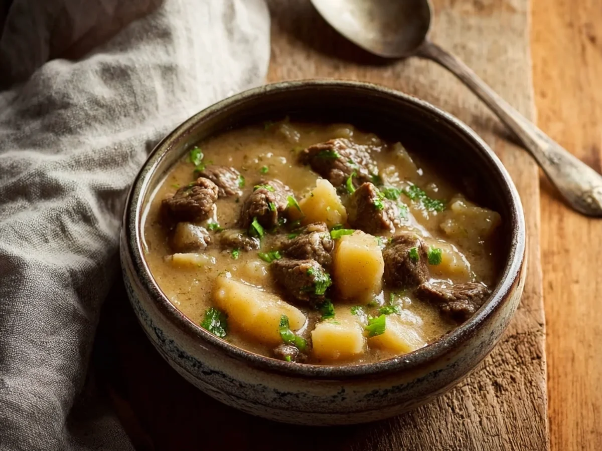 Homestyle Hearty Steak and Potato Soup Recipe - Featured Image