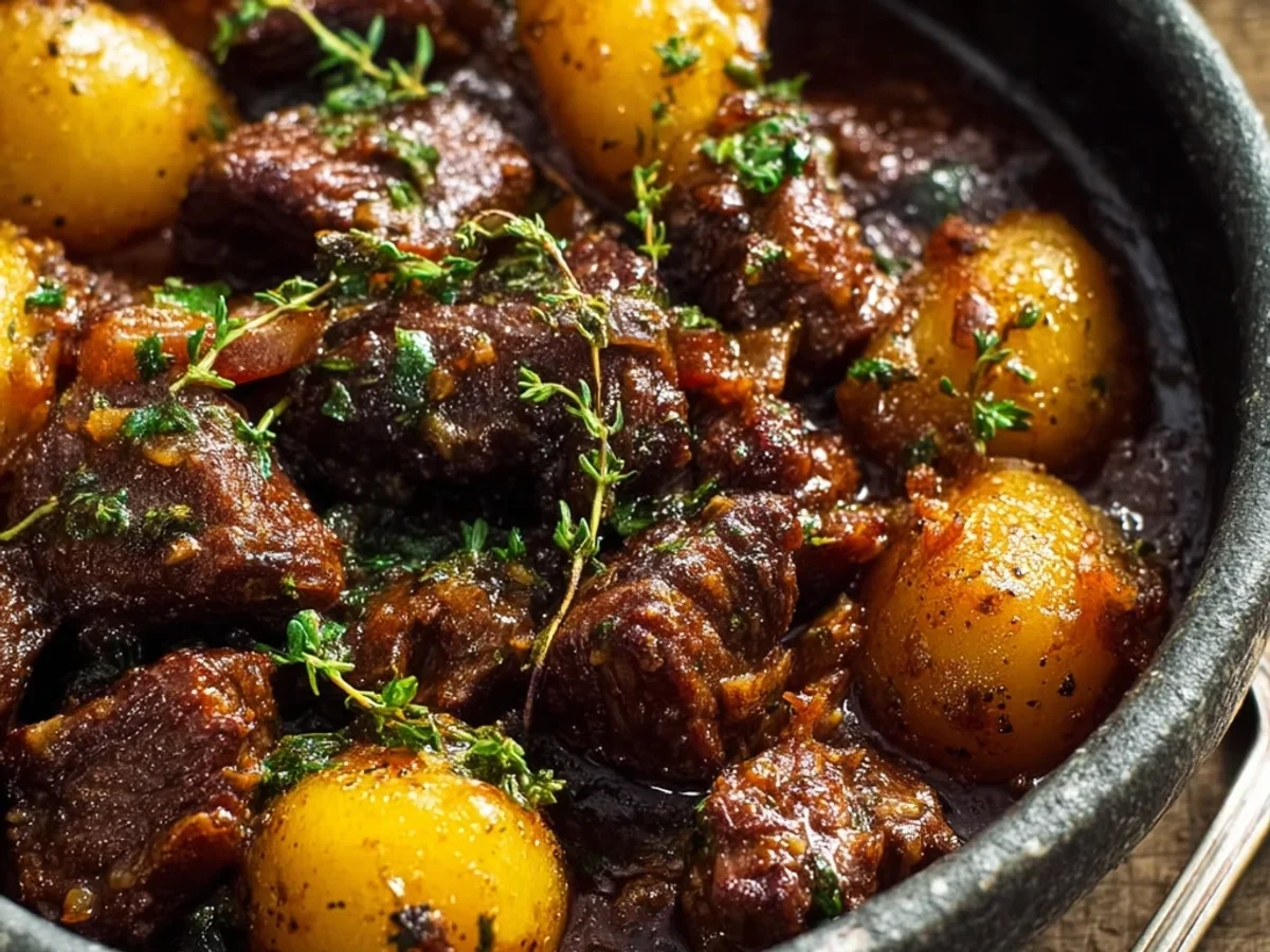 Homestyle Slow Cooker Garlic Beef and Potatoes - Featured Image