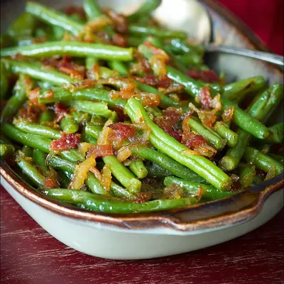 Homestyle Smothered Green Beans Recipe with Bacon