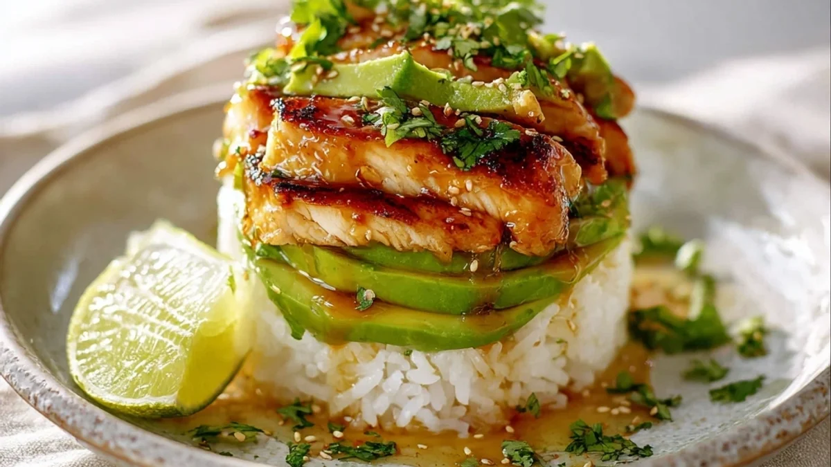Honey Lime Chicken Avocado Rice Stack: A Zesty Dinner Idea