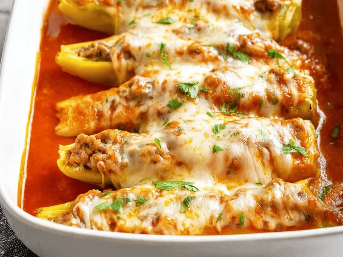 Italian Sausage Stuffed Banana Peppers Recipe - Featured Image