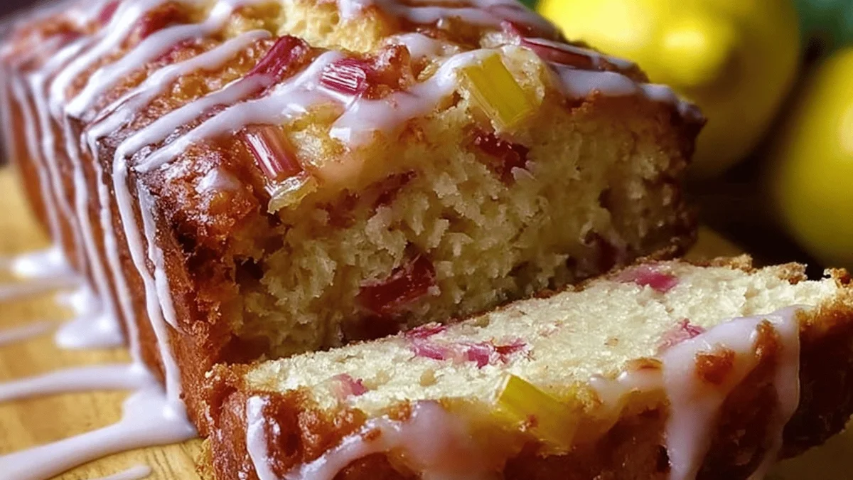 Lemon Rhubarb Loaf with Glaze - A Zesty Delight
