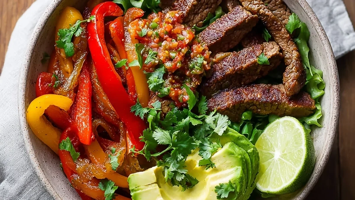 Low Carb Steak Fajita Bowl: Sizzling Skillet Dinner