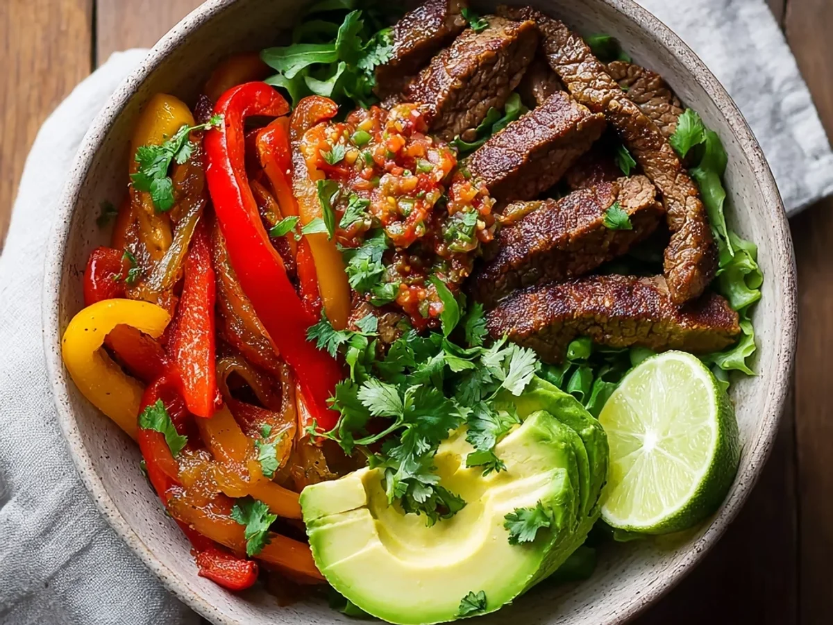 Low Carb Steak Fajita Bowl: Sizzling Skillet Dinner - Featured Image