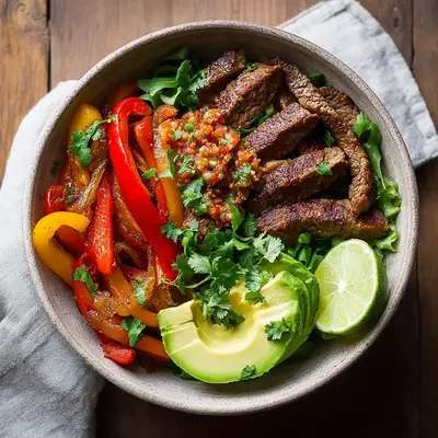 Low Carb Steak Fajita Bowl: Sizzling Skillet Dinner