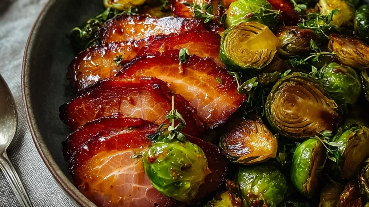 Maple Turkey Ham Brussels Sprouts: Easy One-Pan Dinner