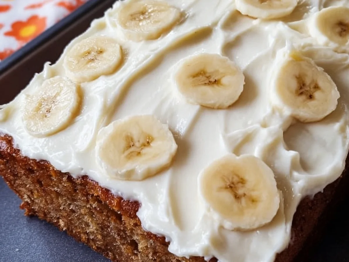 Moist Banana Cake with Cream Cheese Frosting Recipe - Featured Image