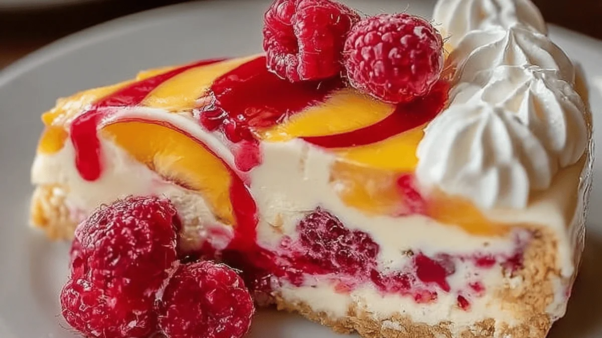 No Bake Peach Raspberry Cheesecake Recipe