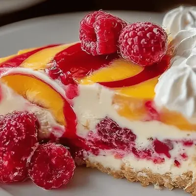 No Bake Peach Raspberry Cheesecake Recipe