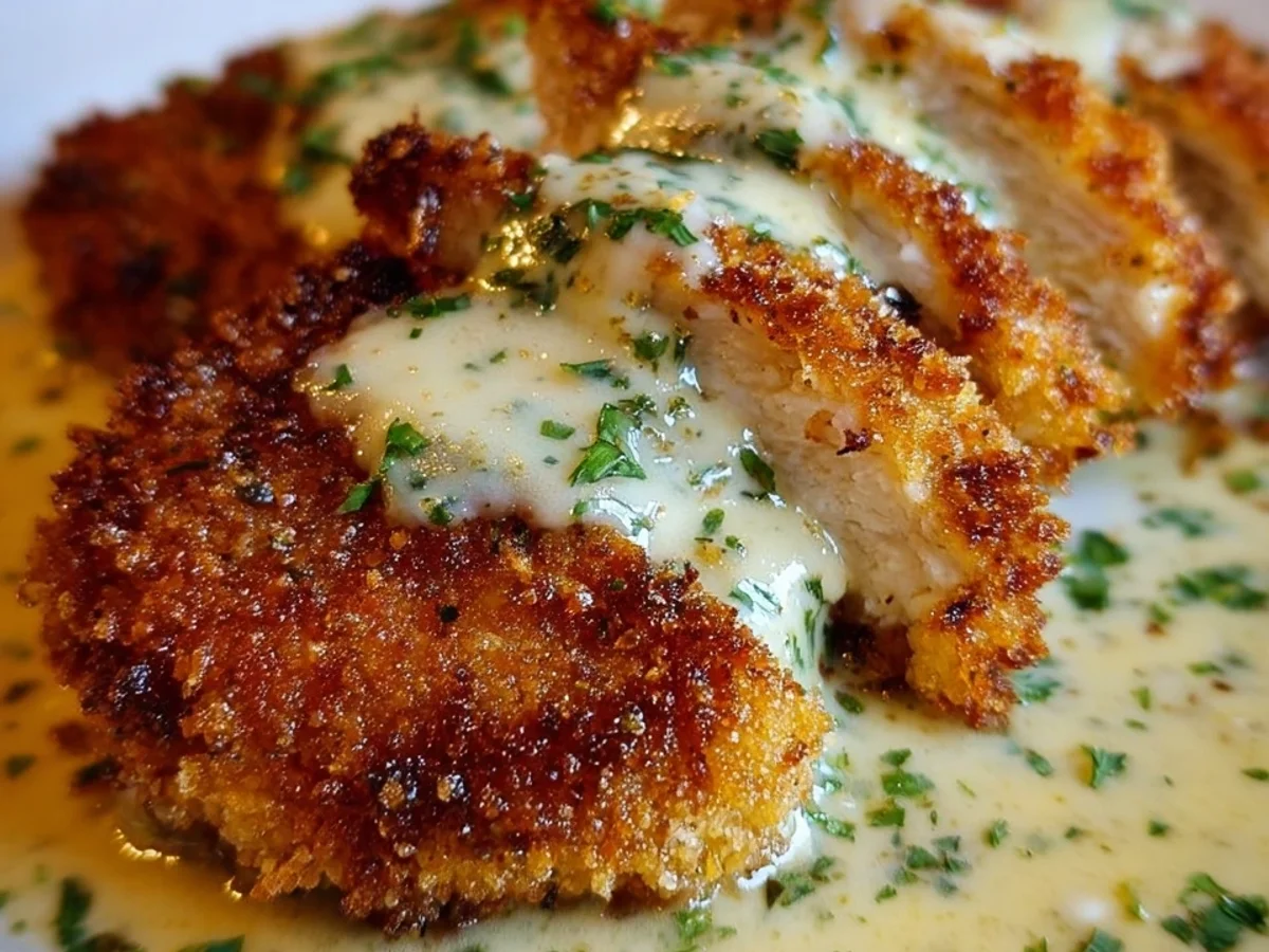 Parmesan Crusted Chicken with Creamy Garlic Sauce - Featured Image