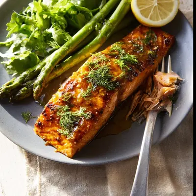Quick Air Fryer Honey Mustard Salmon