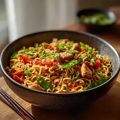 Quick Chicken Ramen Stir Fry: Savory Noodle Skillet
