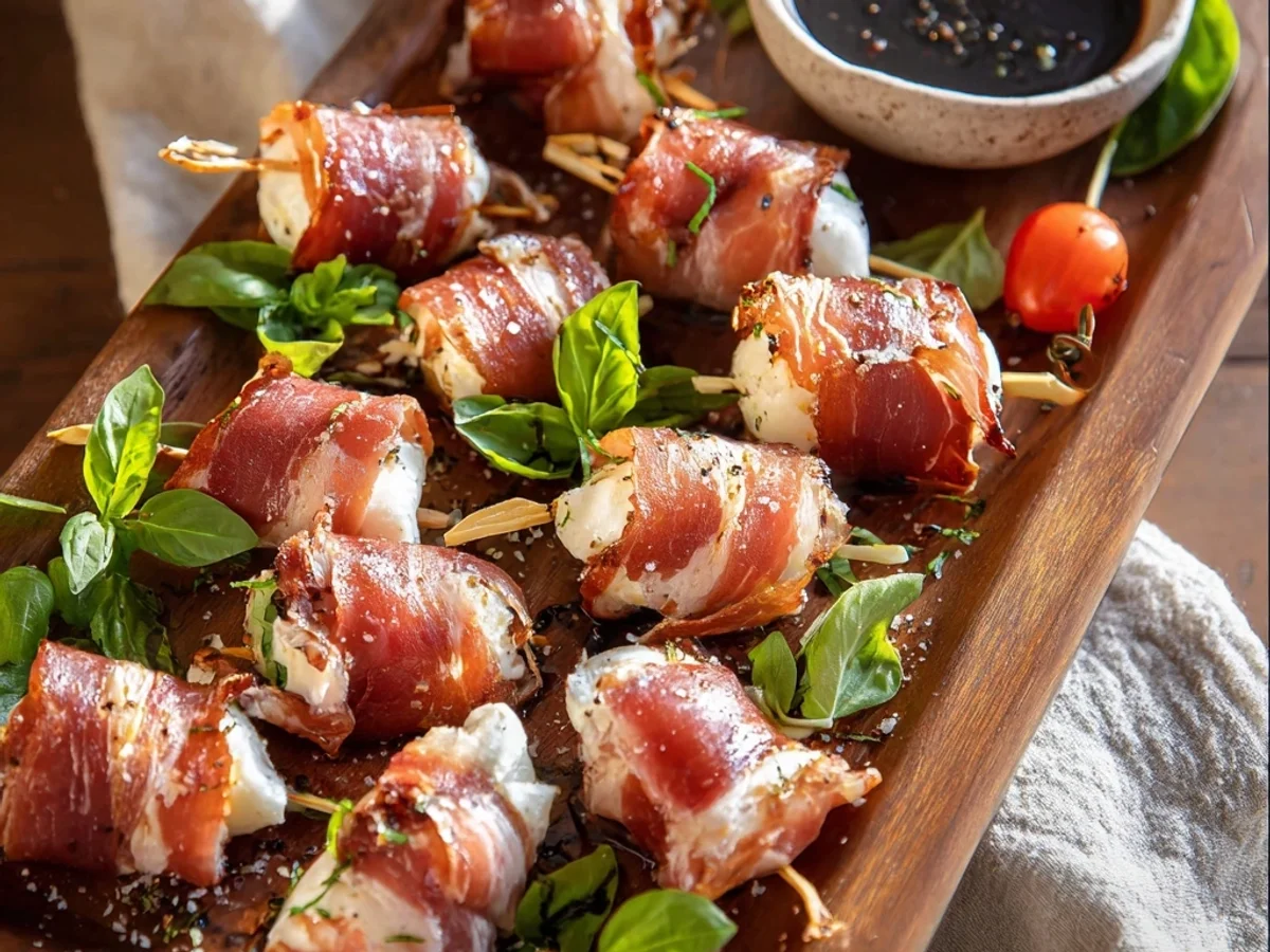 Quick Prosciutto Wrapped Mozzarella Bites - Featured Image