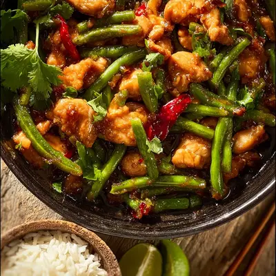 Quick Thai Chicken Stir Fry with Tangy Green Beans