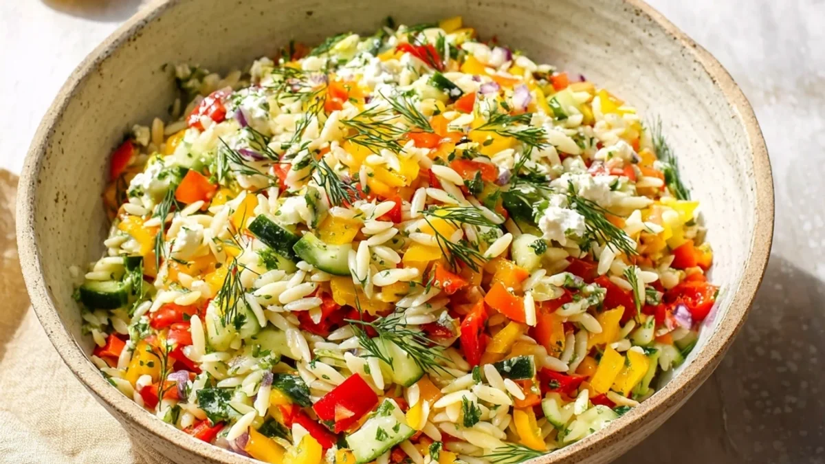 Rainbow Orzo Salad: Fresh, Tangy, & Colorful Pasta Delight