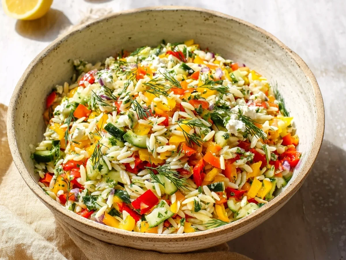 Rainbow Orzo Salad: Fresh, Tangy, & Colorful Pasta Delight - Featured Image