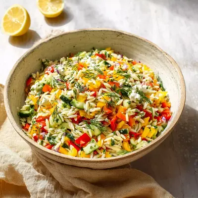 Rainbow Orzo Salad: Fresh, Tangy, & Colorful Pasta Delight