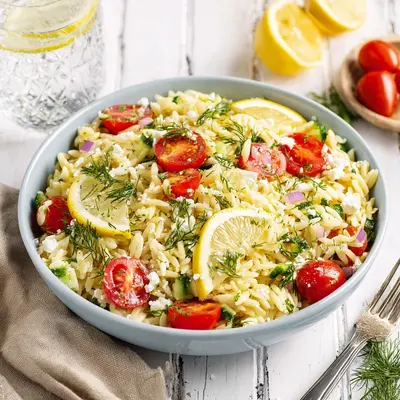 Refreshing Lemon Orzo Salad, Bright & Zesty
