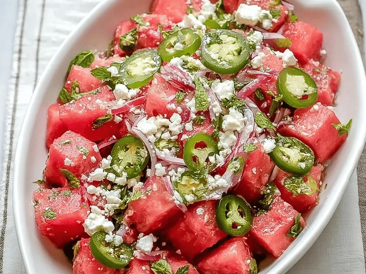 Refreshing Watermelon Feta Mint Salad Recipe - Featured Image