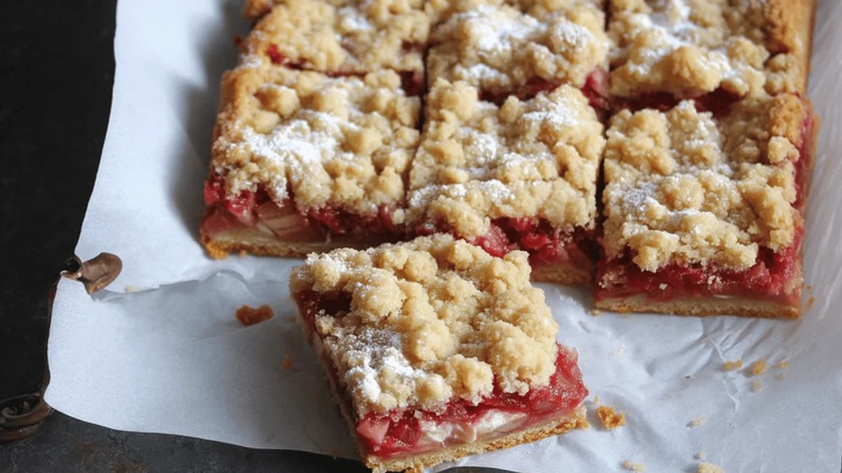 Rhubarb Shortbread Streusel Bars Recipe