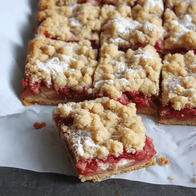 Rhubarb Shortbread Streusel Bars Recipe