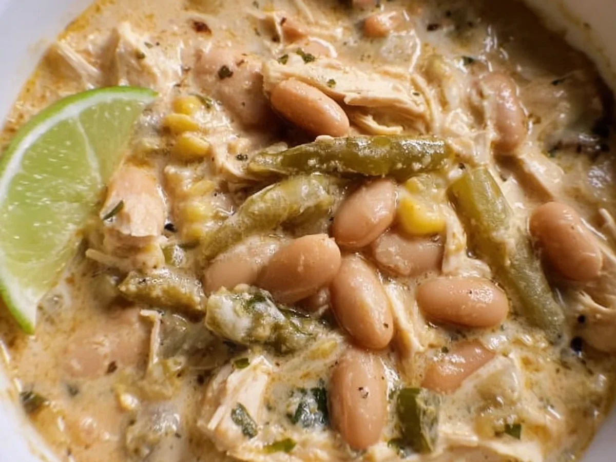 Rich Creamy White Chicken Chili with Cream Cheese - Featured Image