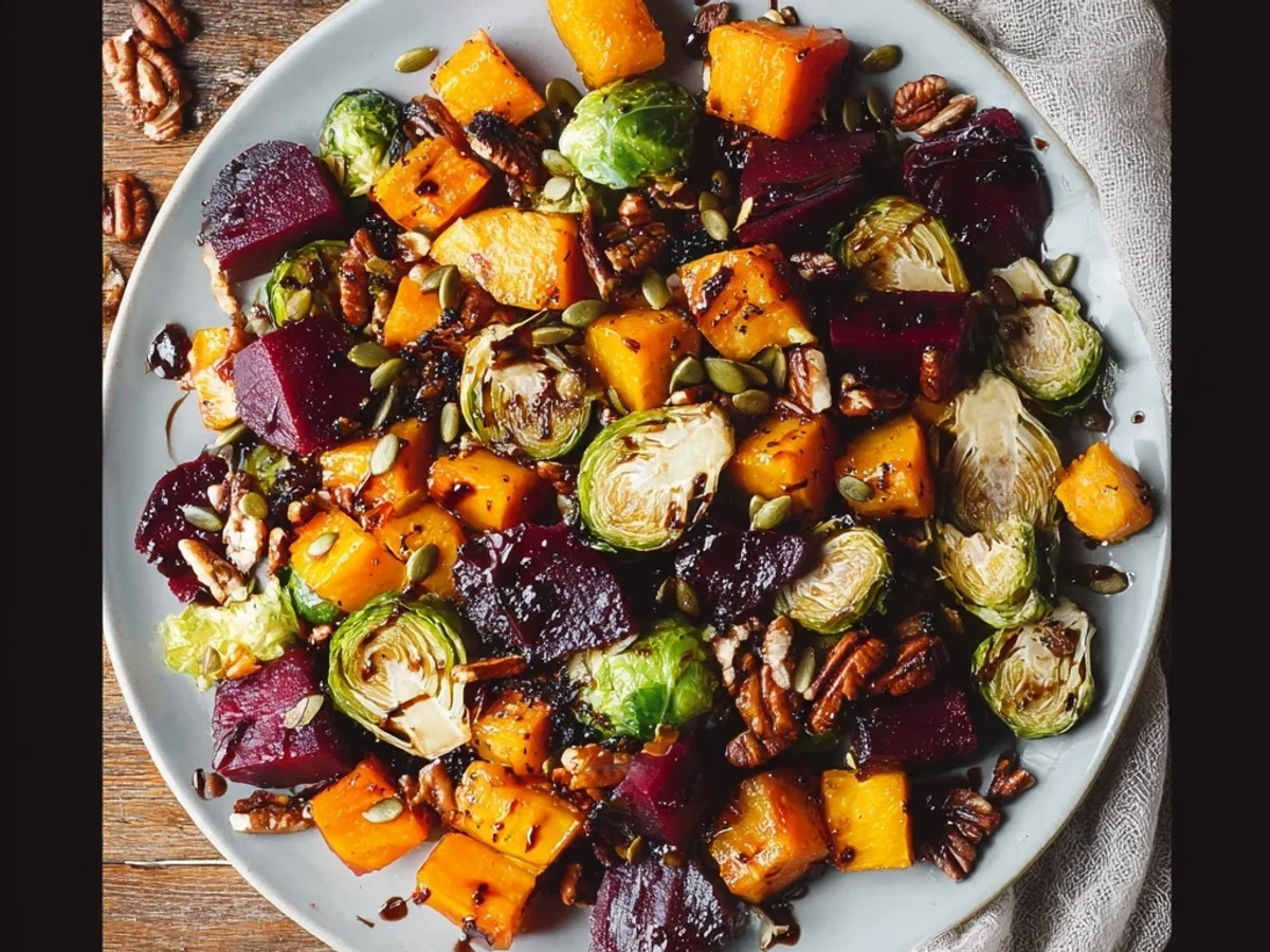 Roasted Winter Vegetable Salad: Butternut, Sprouts, Beets - Featured Image
