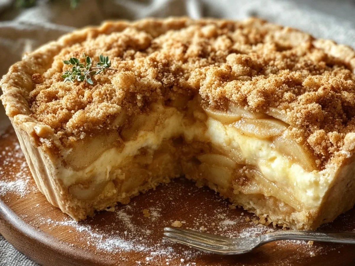 Rustic Apple Cheesecake Crumb Pie Recipe - Featured Image