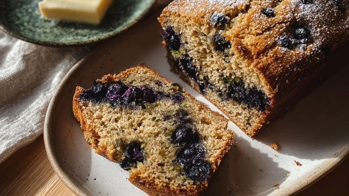 Rustic Moist Blueberry Zucchini Bread Loaf