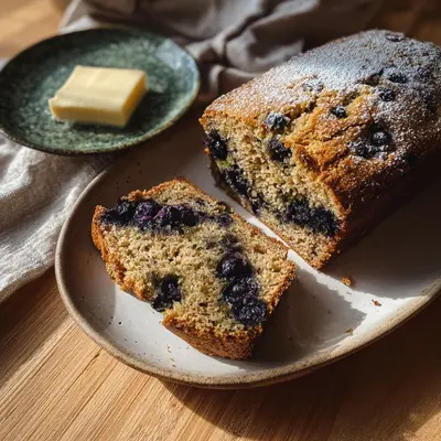 Rustic Moist Blueberry Zucchini Bread Loaf