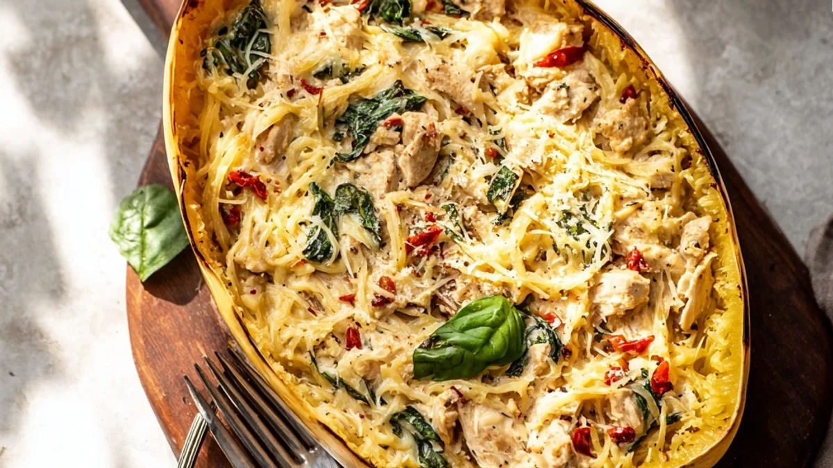 Rustic Tuscan Chicken Spaghetti Squash Recipe