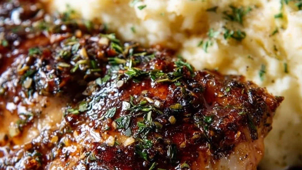 Savory Glazed Garlic Herb Chicken & Creamy Mash