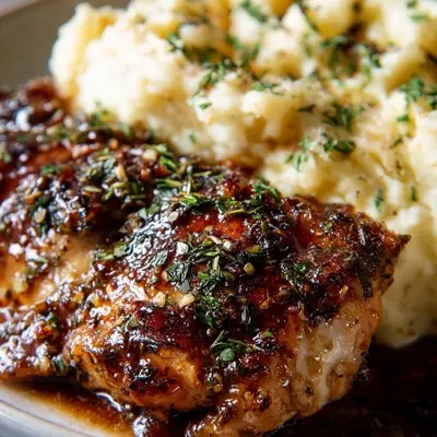 Savory Glazed Garlic Herb Chicken & Creamy Mash
