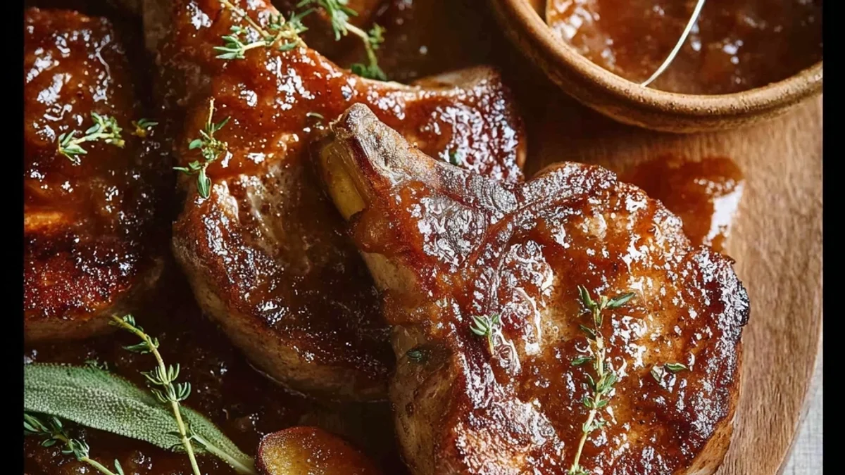 Seared Apple Butter Lamb Chops with Rosemary