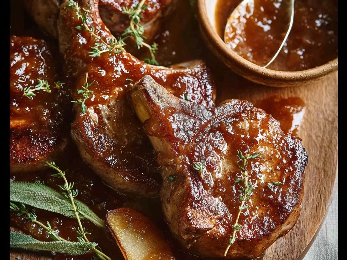 Seared Apple Butter Lamb Chops with Rosemary - Featured Image