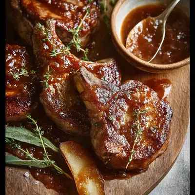 Seared Apple Butter Lamb Chops with Rosemary