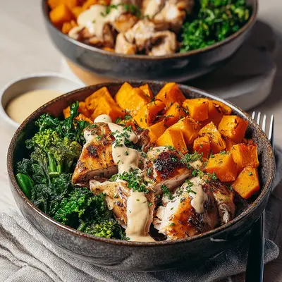 Sheet Pan Chicken & Sweet Potato Bowls for Two